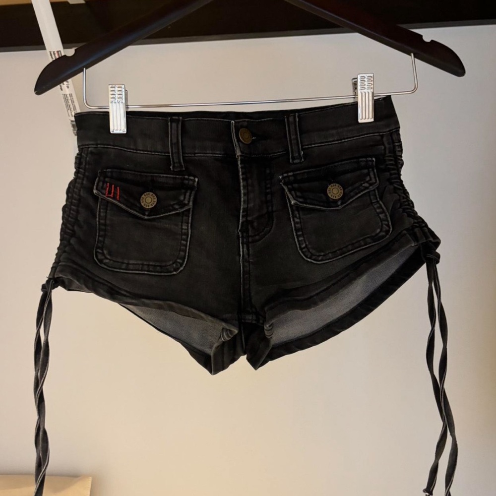 BDG Black Jean Shorts with Side Ties